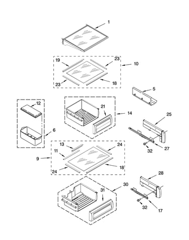 Refrigerator shelf parts