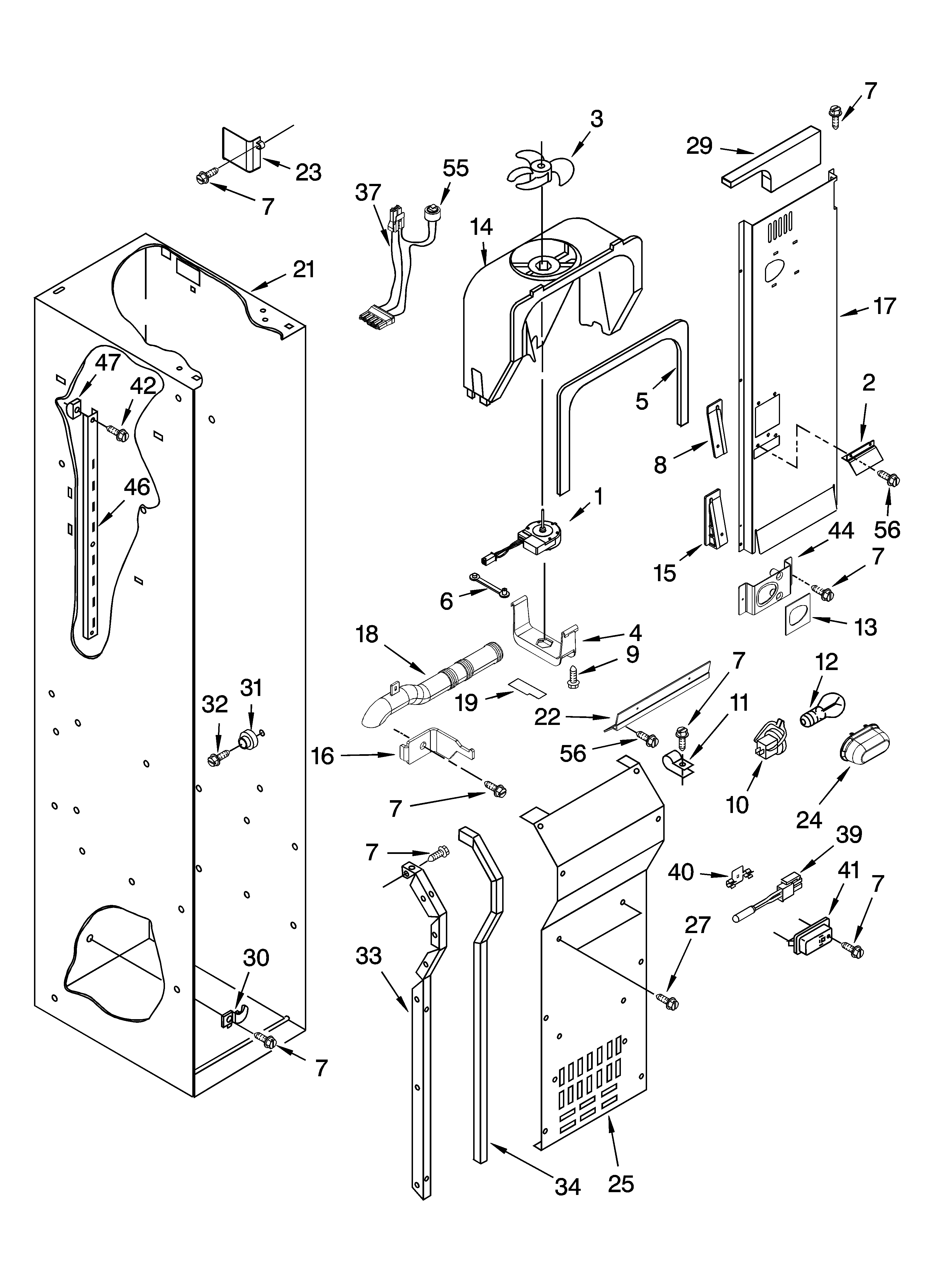 Freezer liner and air flow parts