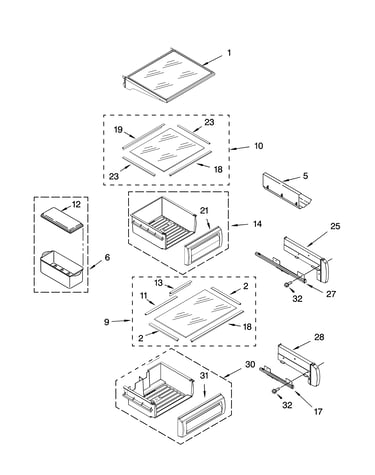Refrigerator shelf parts