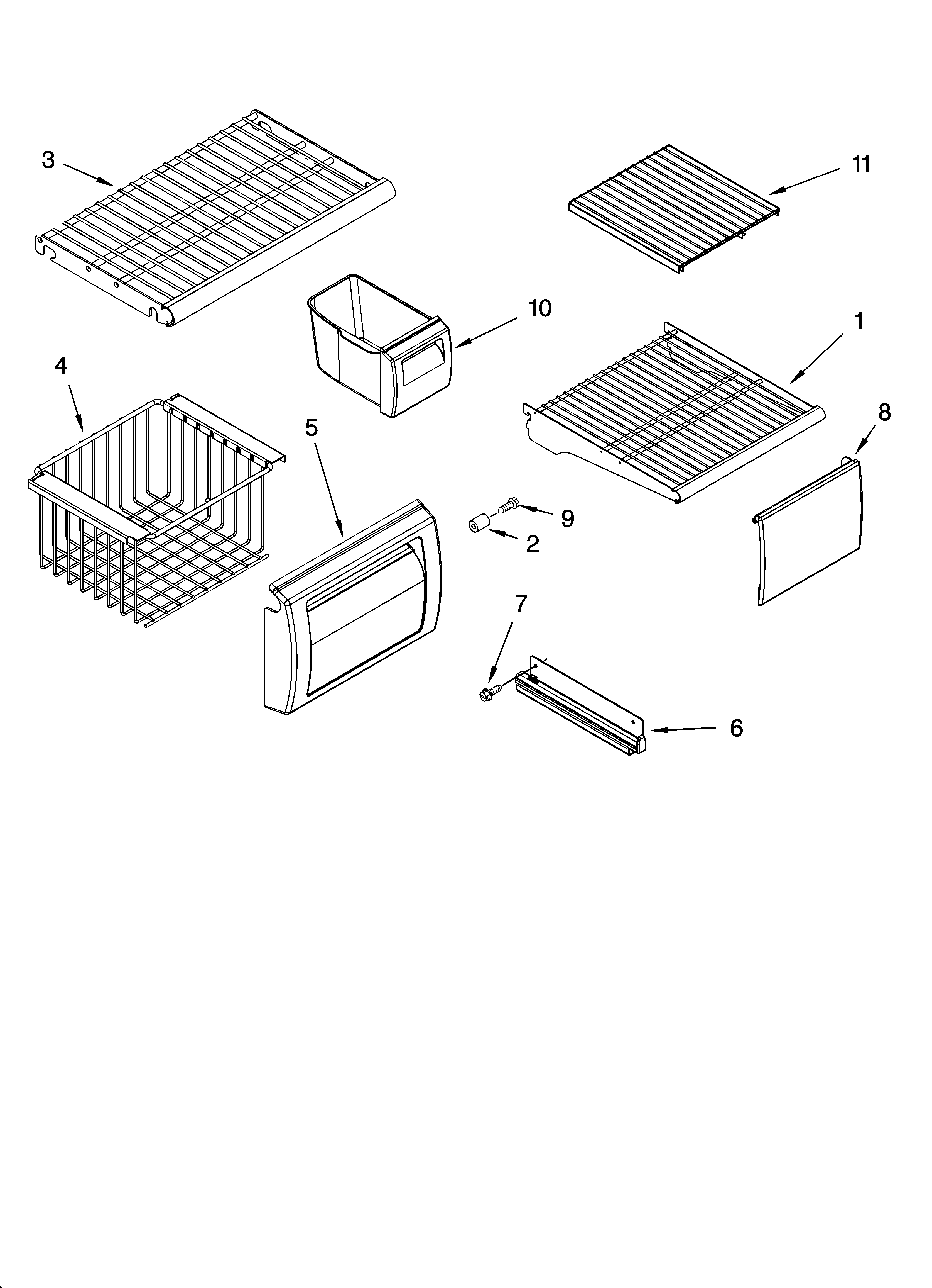 Freezer shelf parts