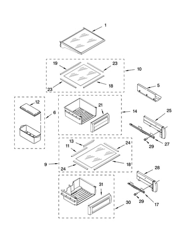 Refrigerator shelf parts