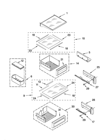 Refrigerator shelf parts