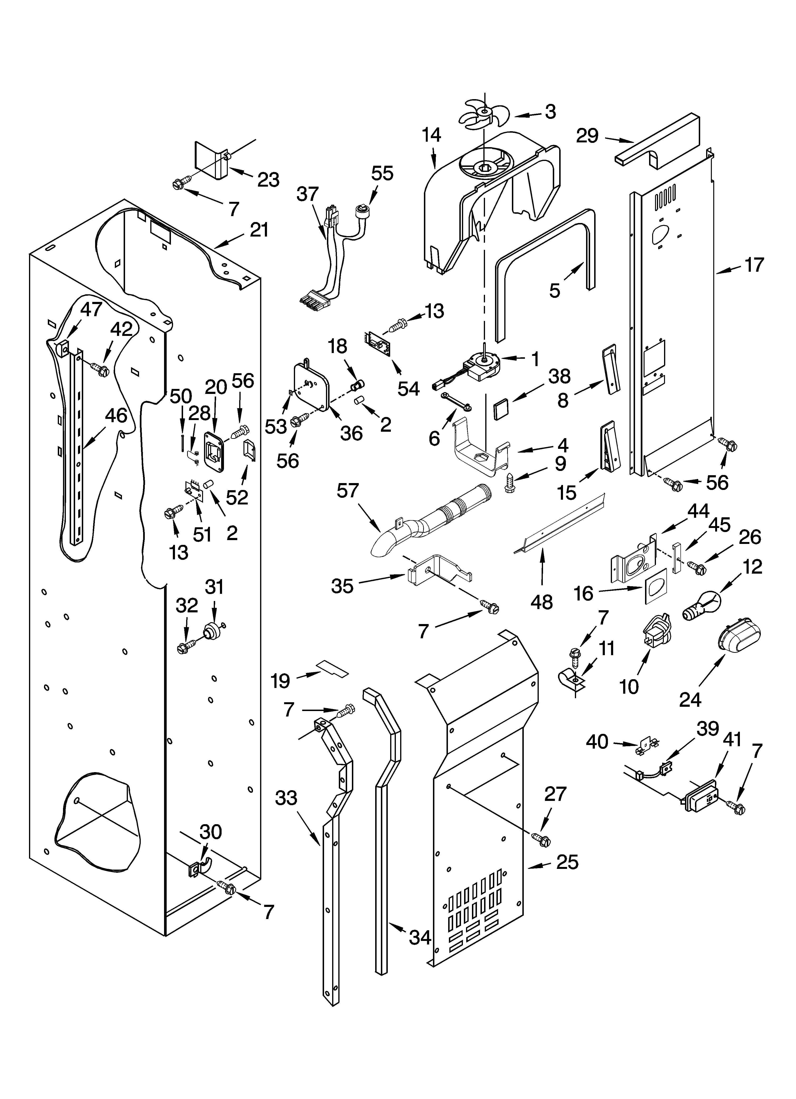 FREEZER LINER AND AIR FLOW PARTS