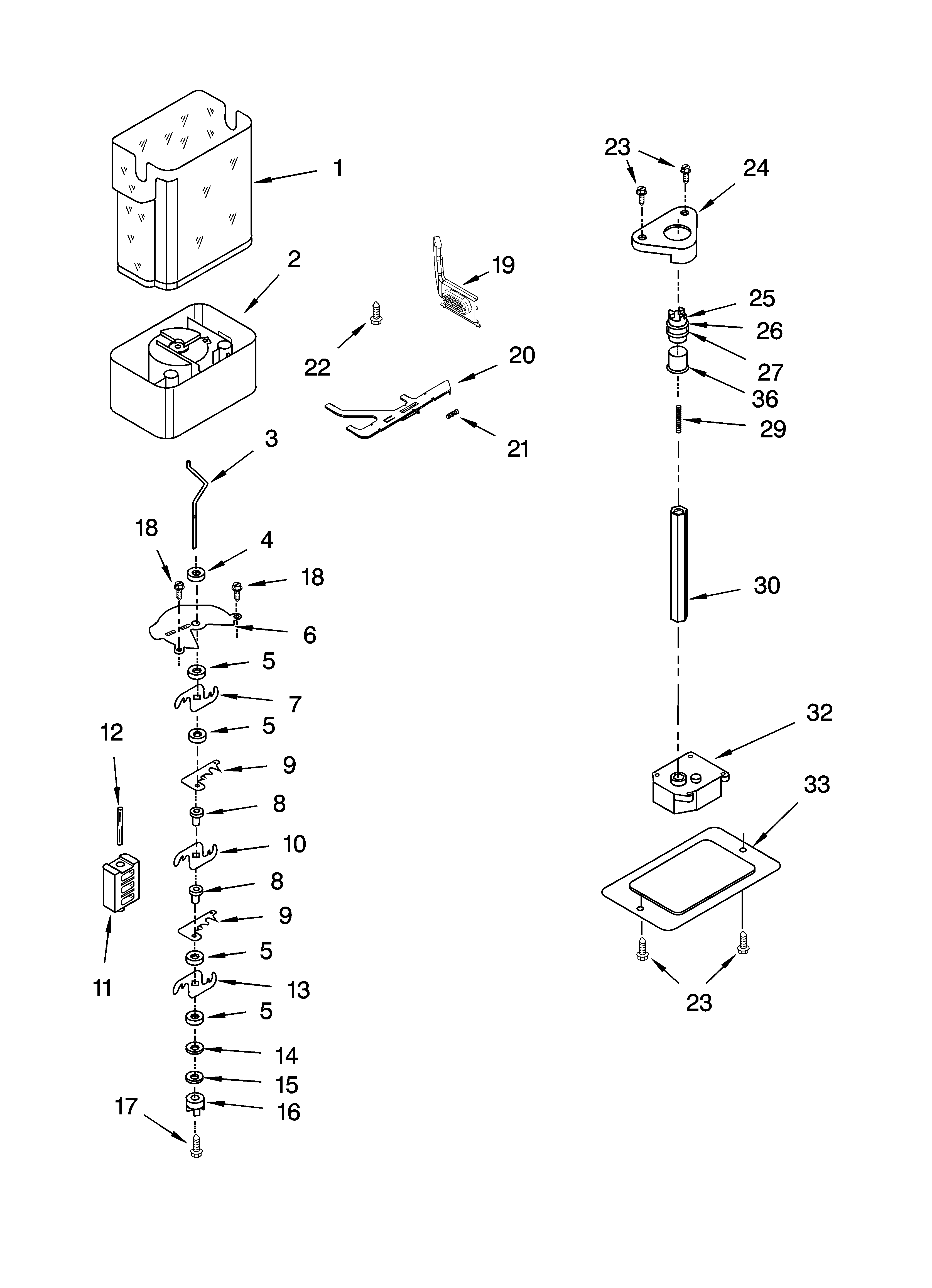 MOTOR AND ICE CONTAINER PARTS