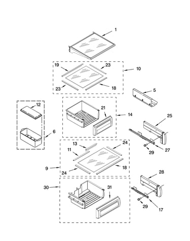 Refrigerator shelf parts