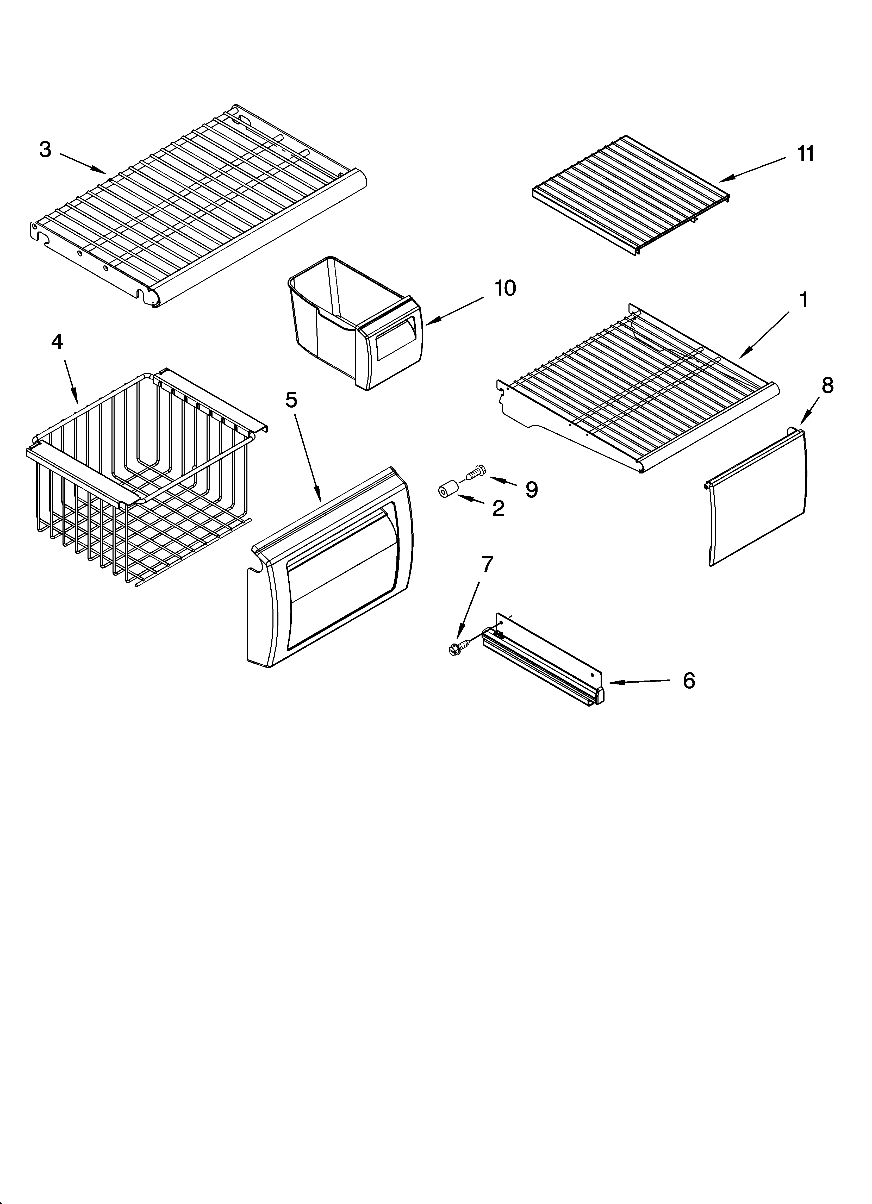Freezer shelf parts