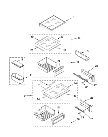 Refrigerator shelf parts