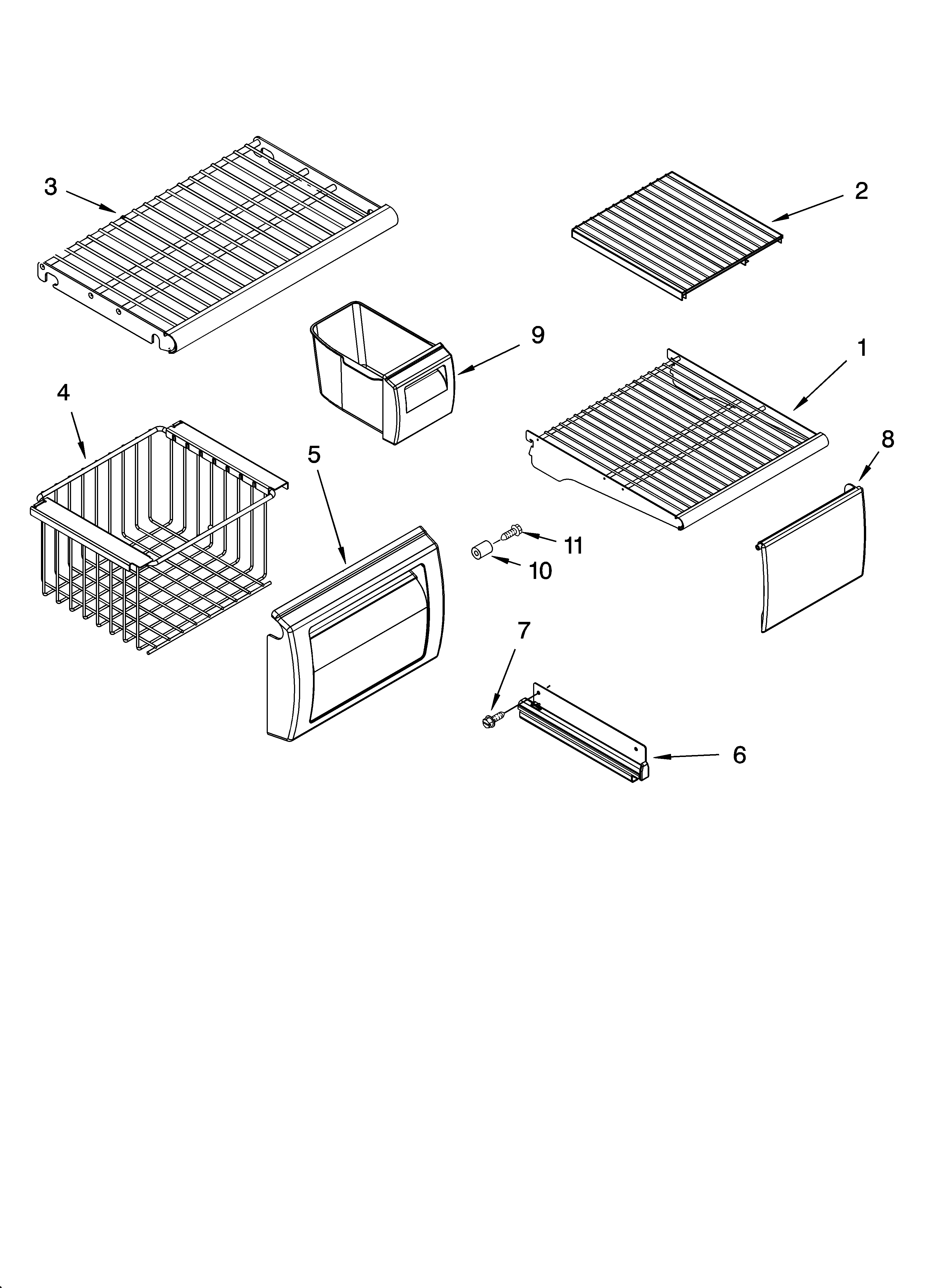 Freezer shelf parts