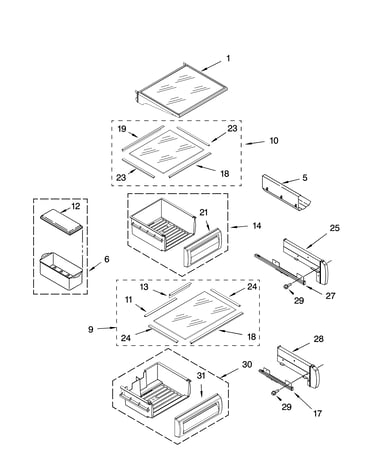 Refrigerator shelf parts