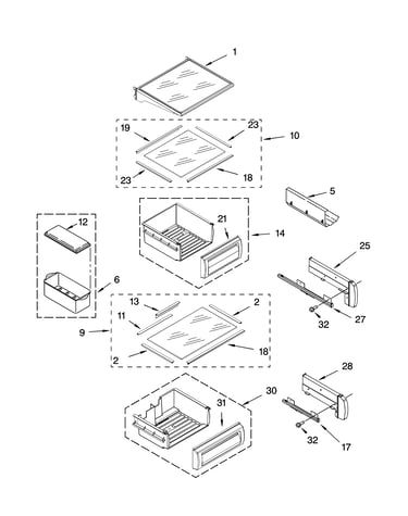 Refrigerator shelf parts