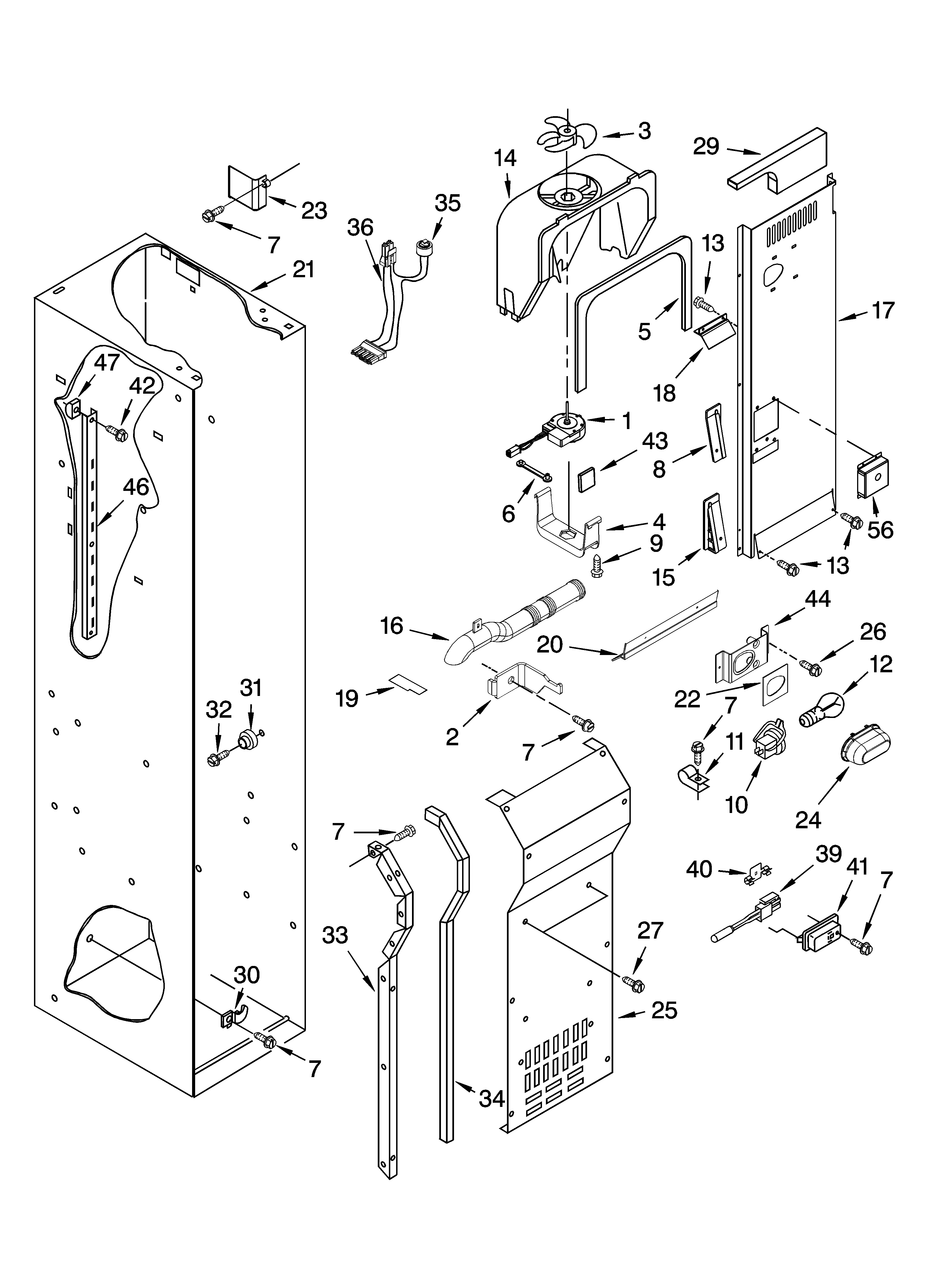 Freezer liner and air flow parts