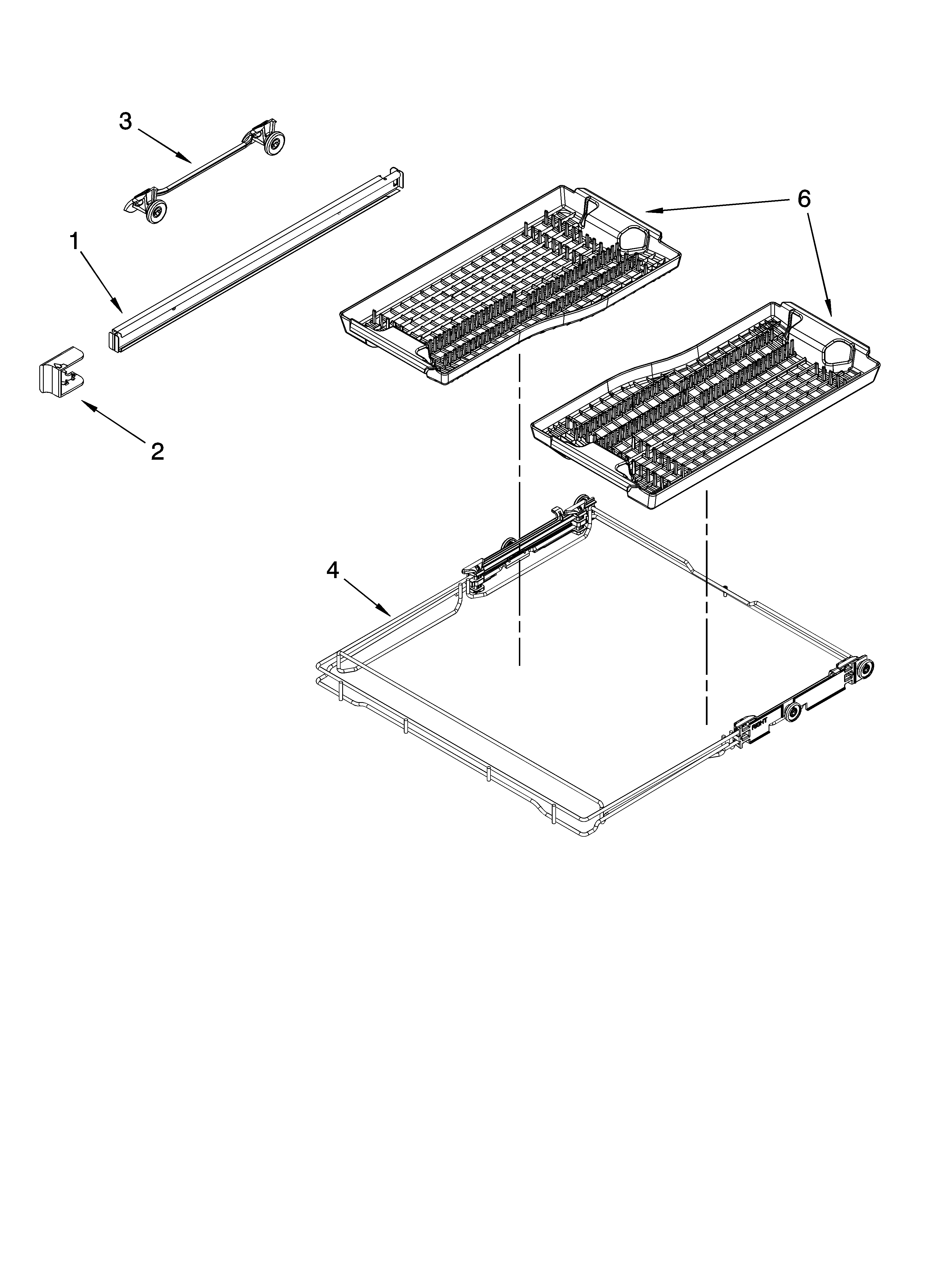 Third level rack and track parts