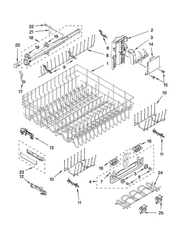 Upper rack and track parts