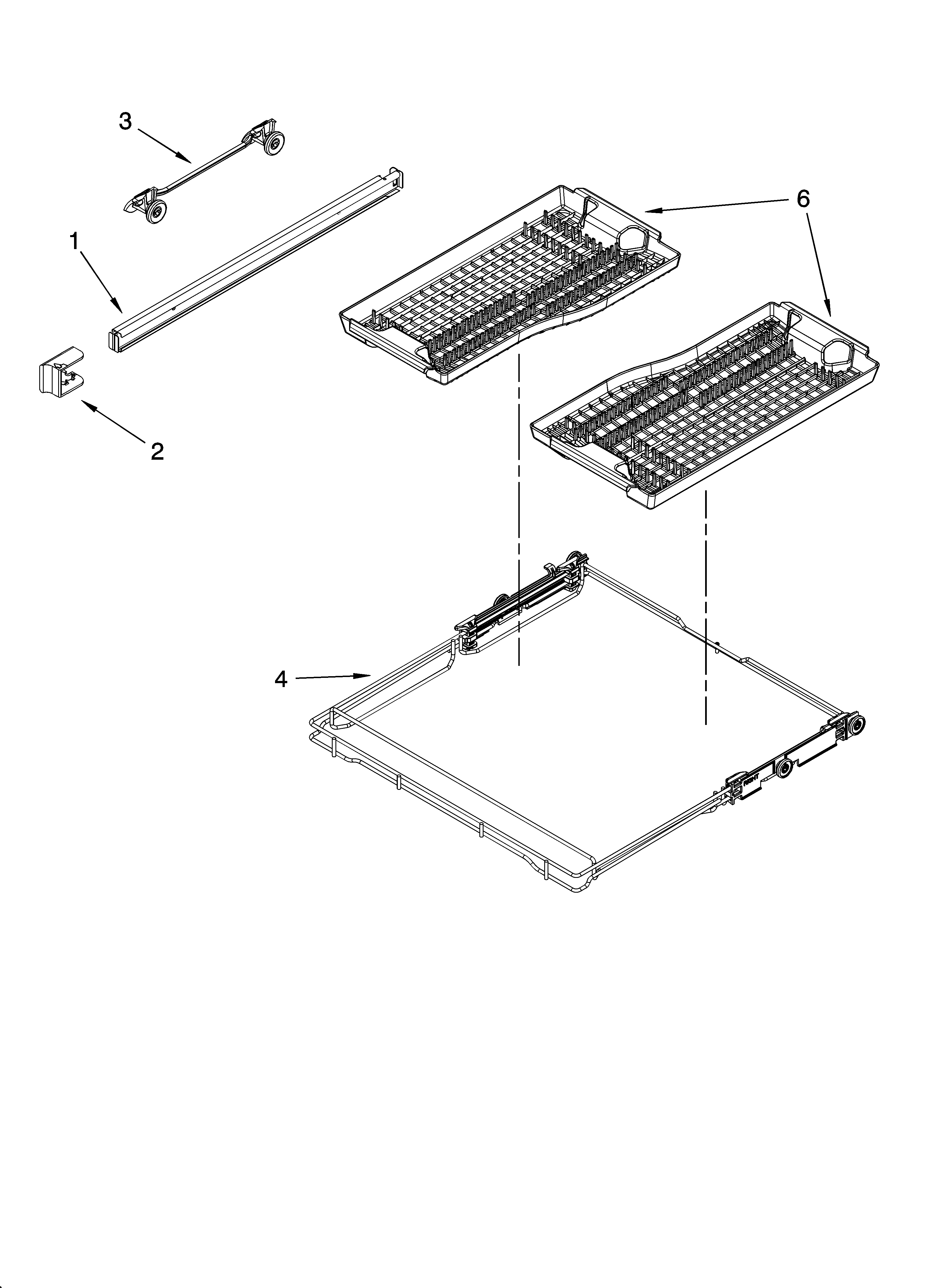 Third level rack and track parts