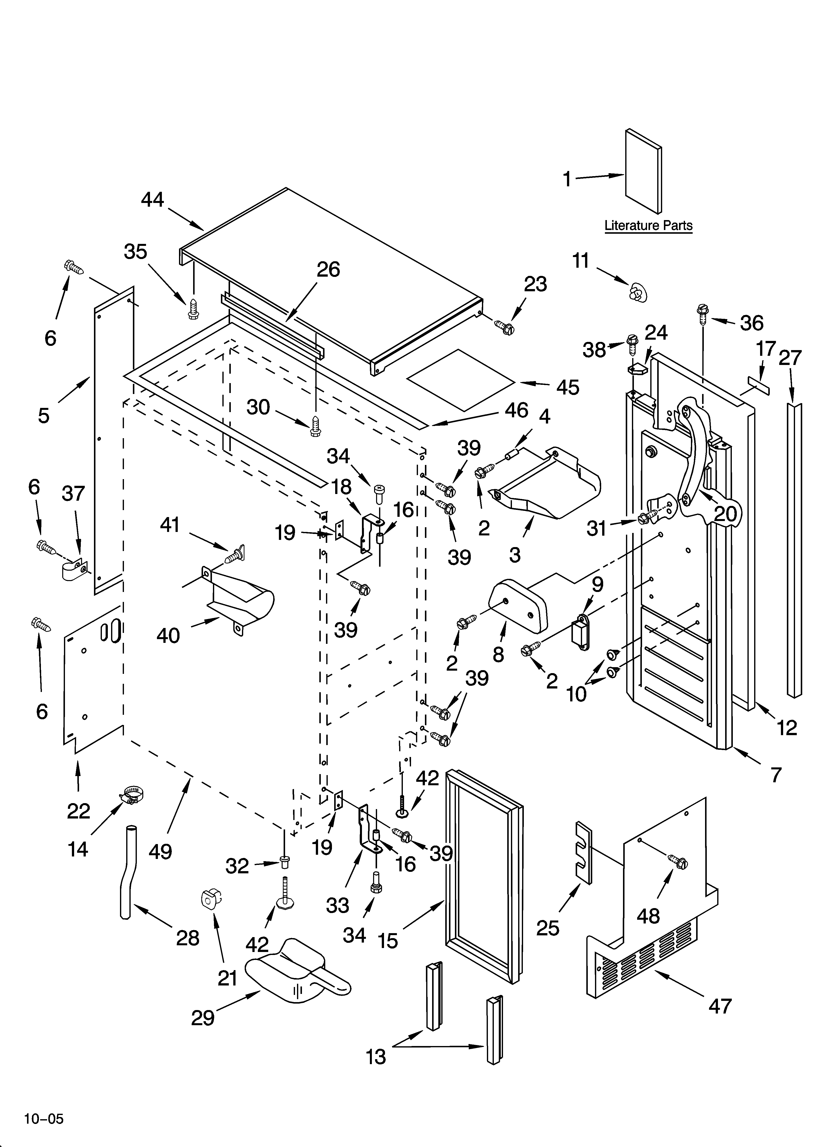 Cabinet liner and door parts