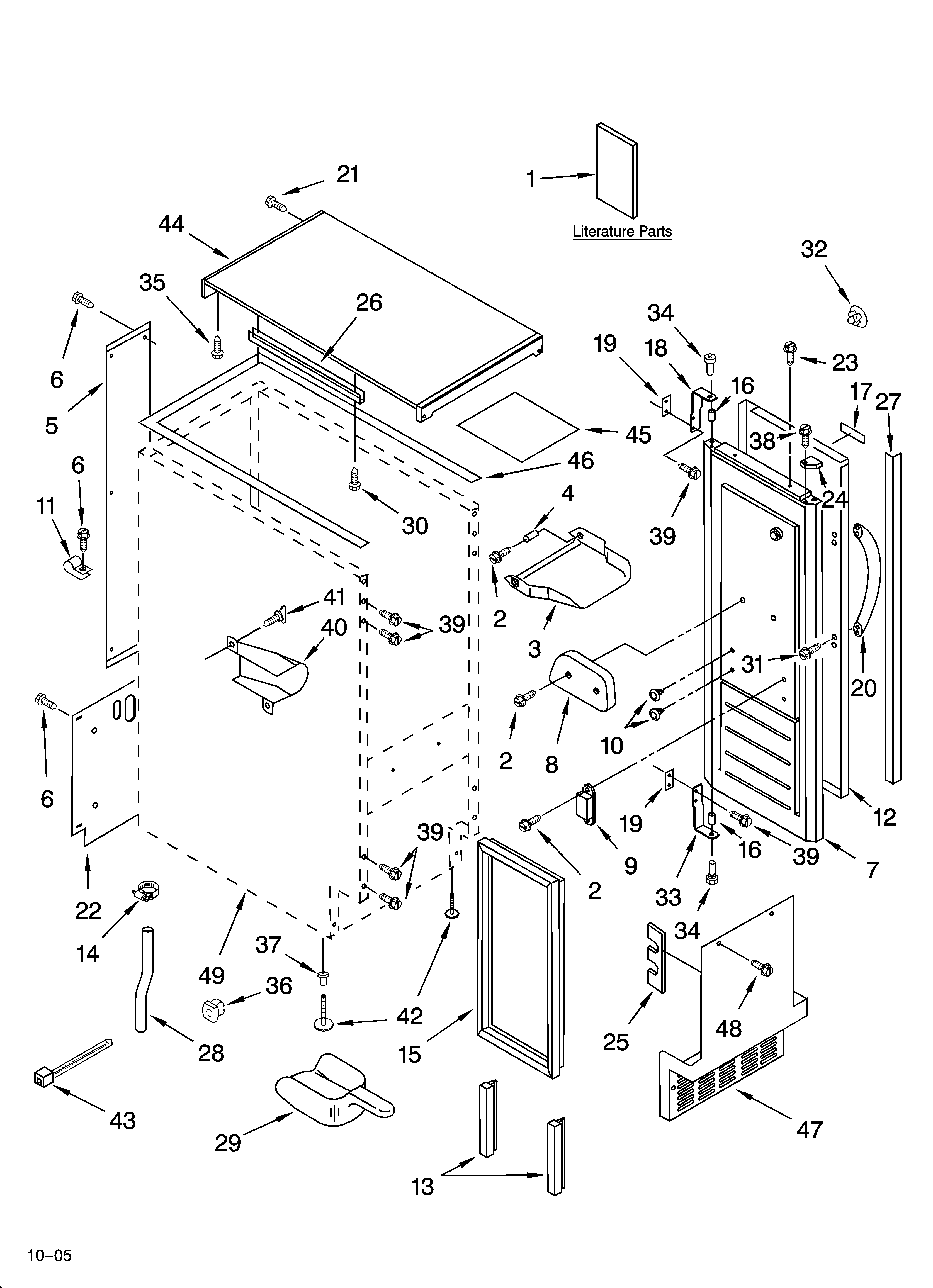 Cabinet liner and door parts
