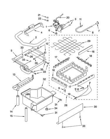 Evaporator, ice cutter grid and water parts