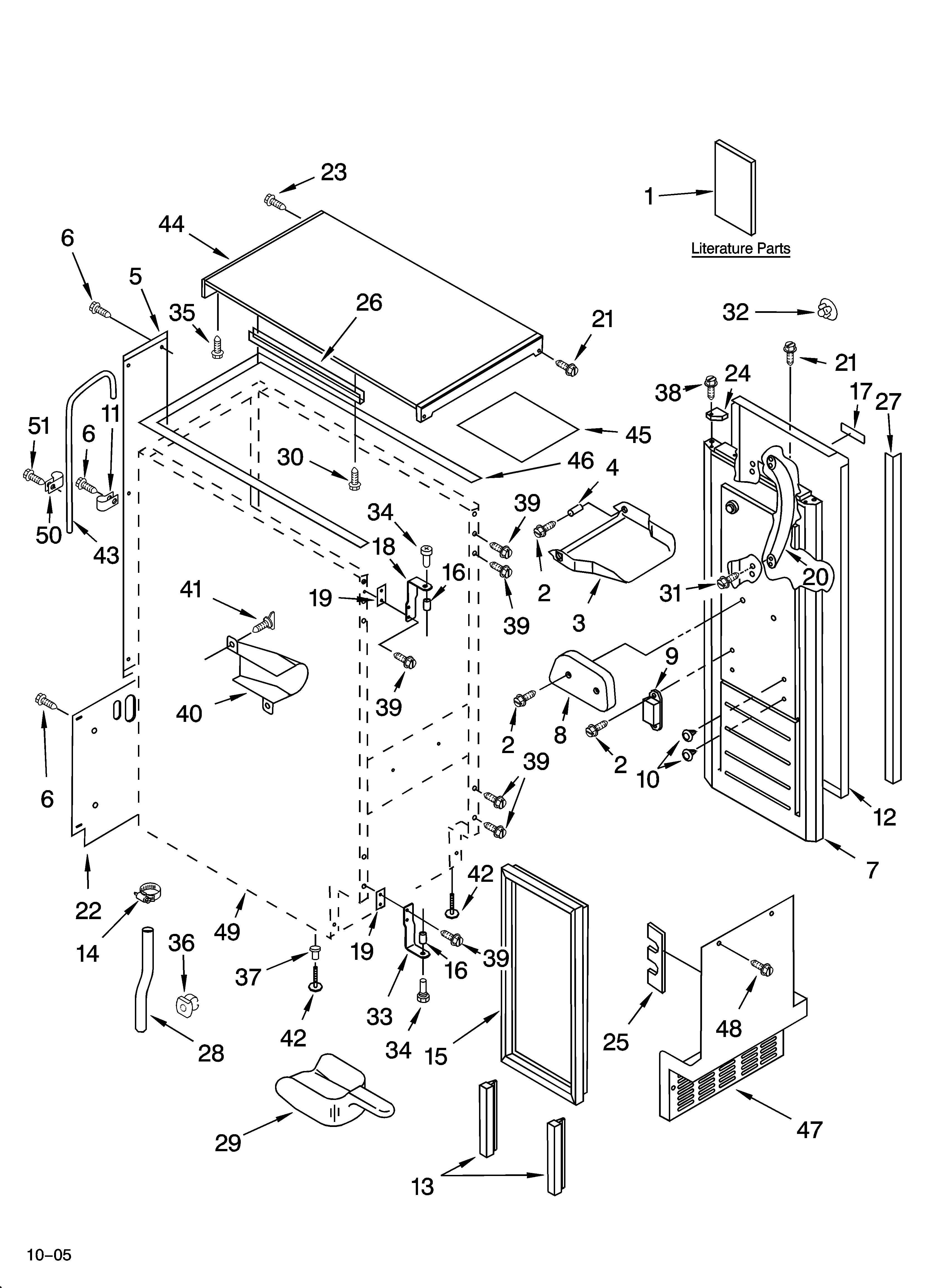 Cabinet liner and door parts