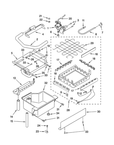 Evaporator, ice cutter grid and water parts