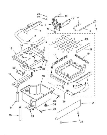Evaporator, ice cutter grid and water parts