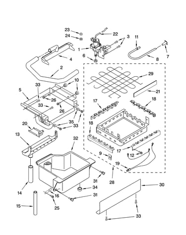 Evaporator, ice cutter grid and water parts