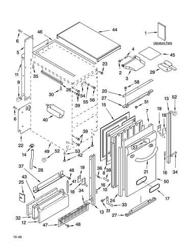 Cabinet liner and door parts