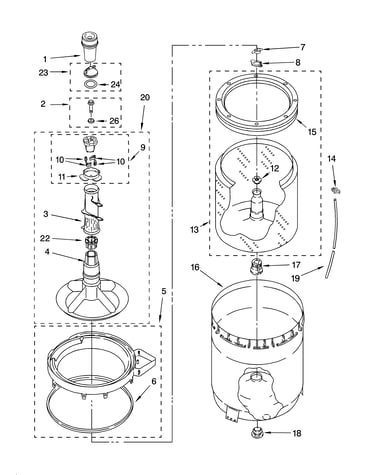 Agitator, basket and tub parts