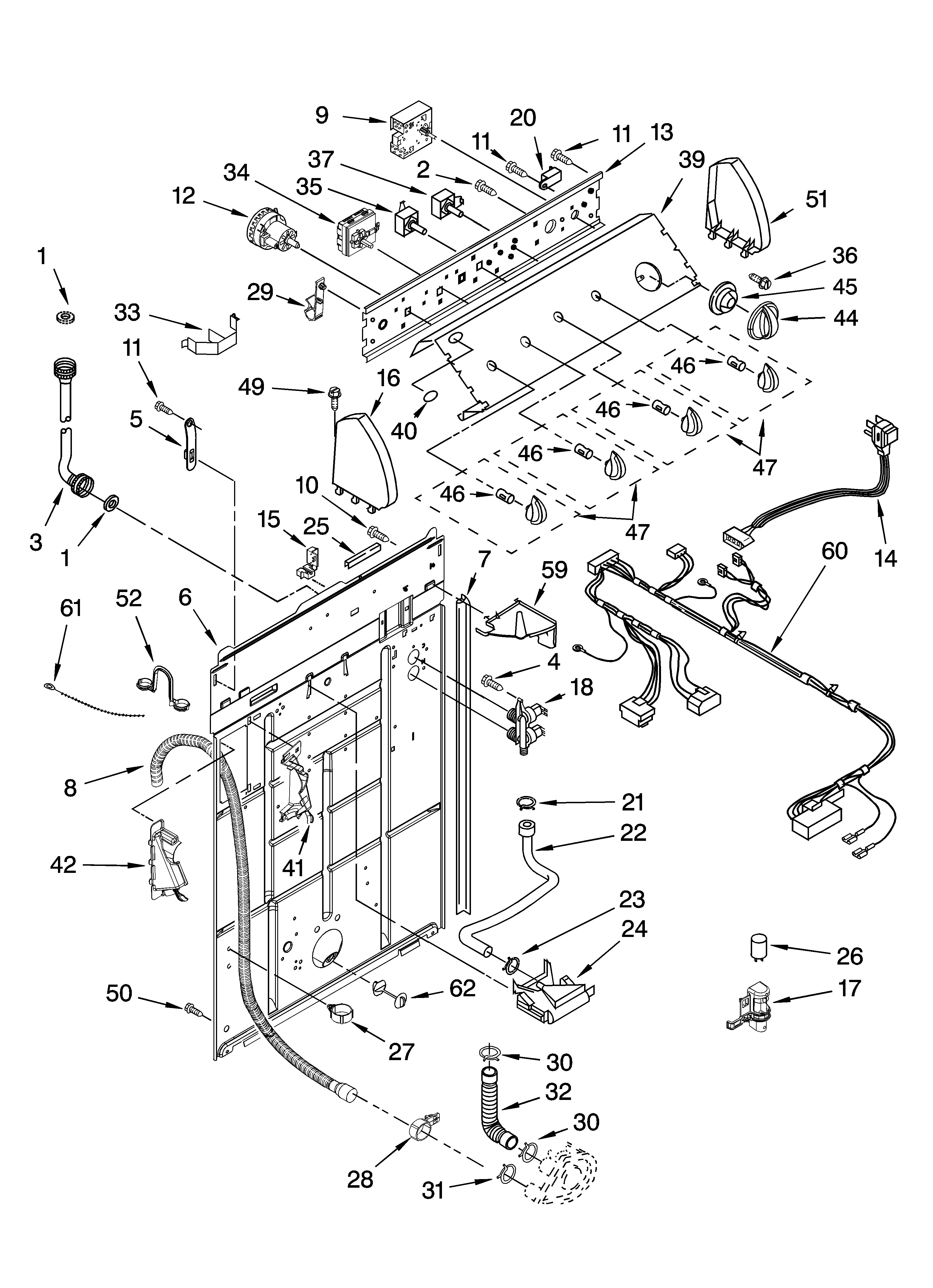 Controls and rear panel parts