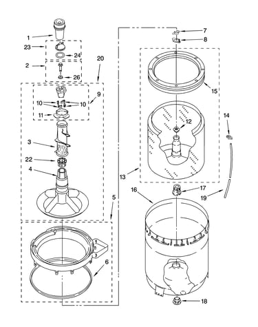 Agitator, basket and tub parts