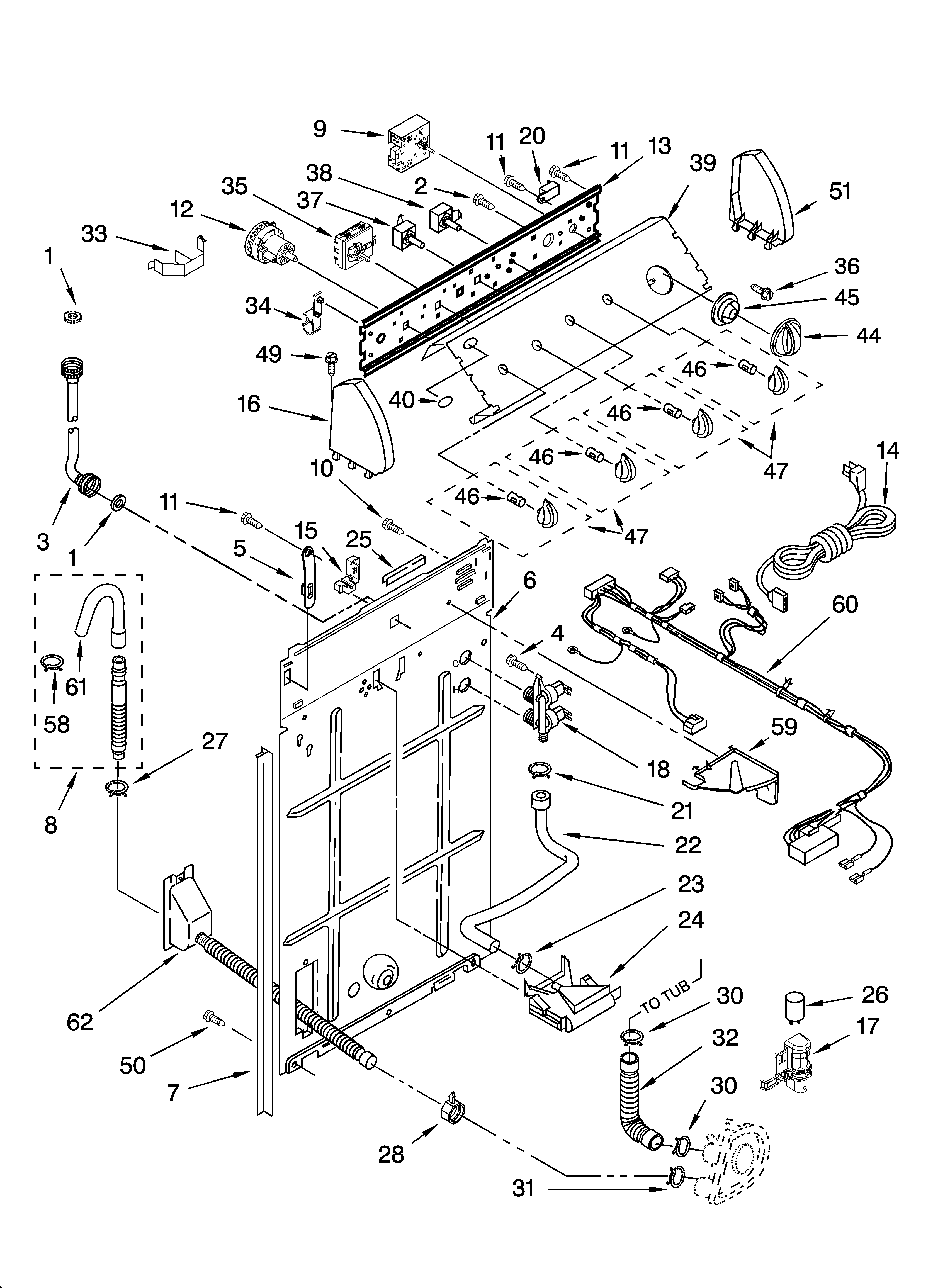 Controls and rear panel parts