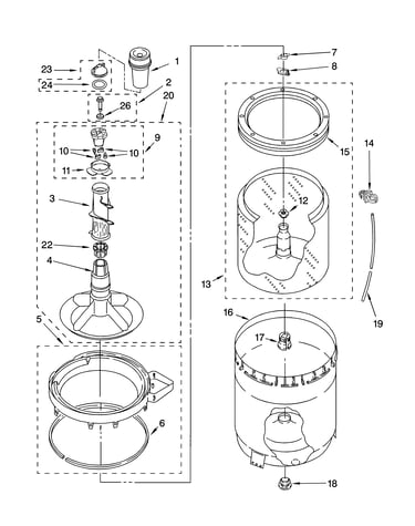 Agitator, basket and tub parts