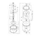 Whirlpool LSQ9110PW4 agitator, basket and tub parts diagram