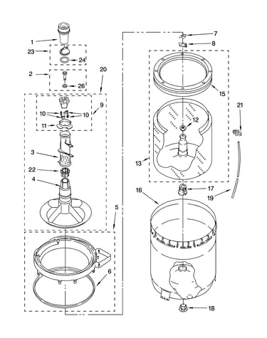 Agitator, basket and tub parts