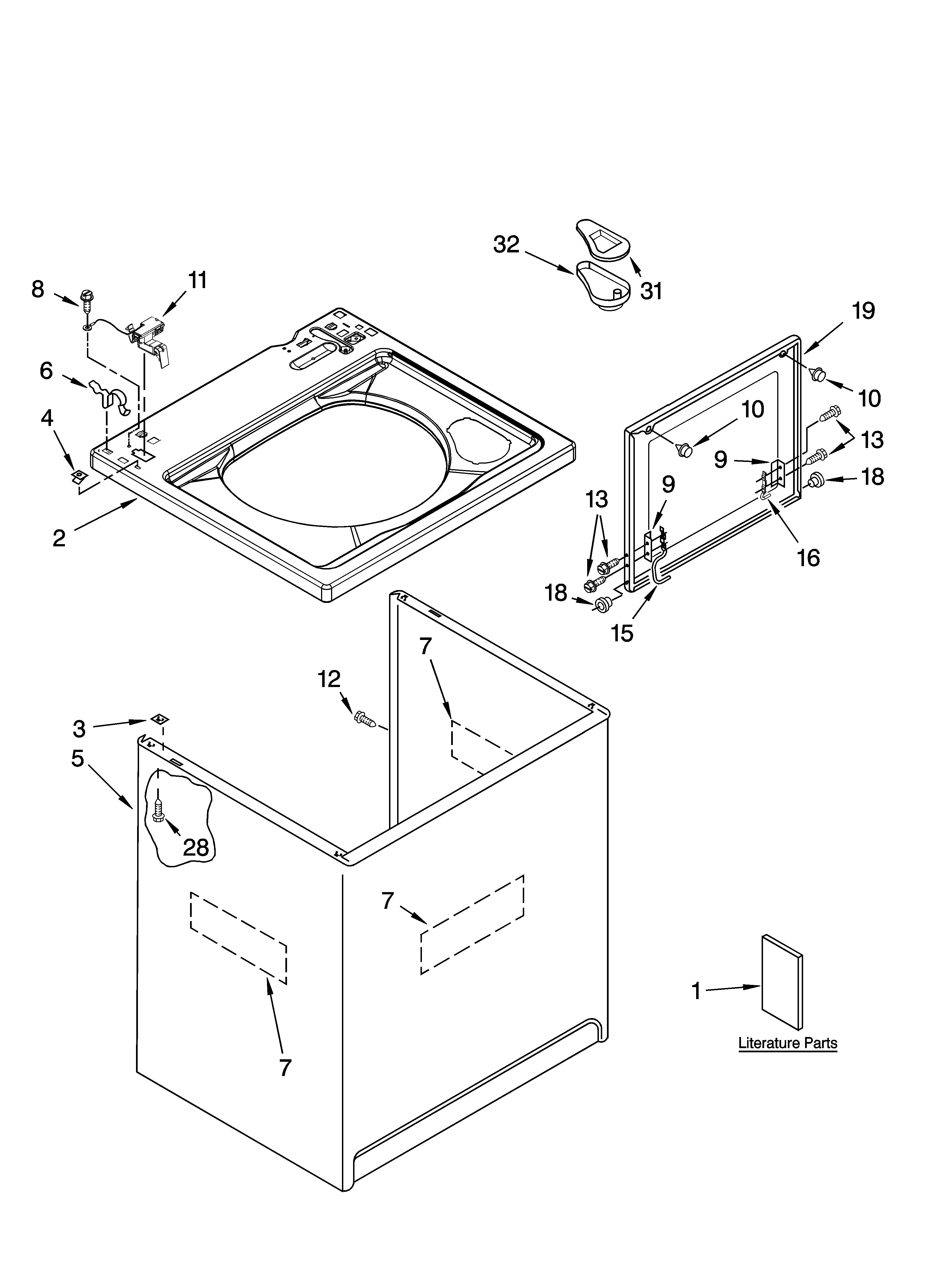 Top and cabinet parts
