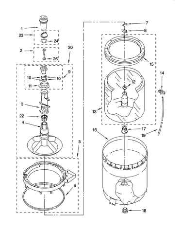 Agitator, basket and tub parts