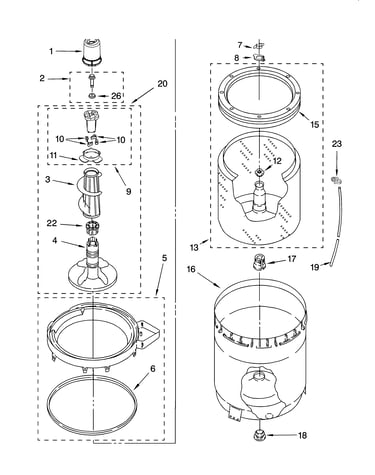Agitator, basket and tub parts