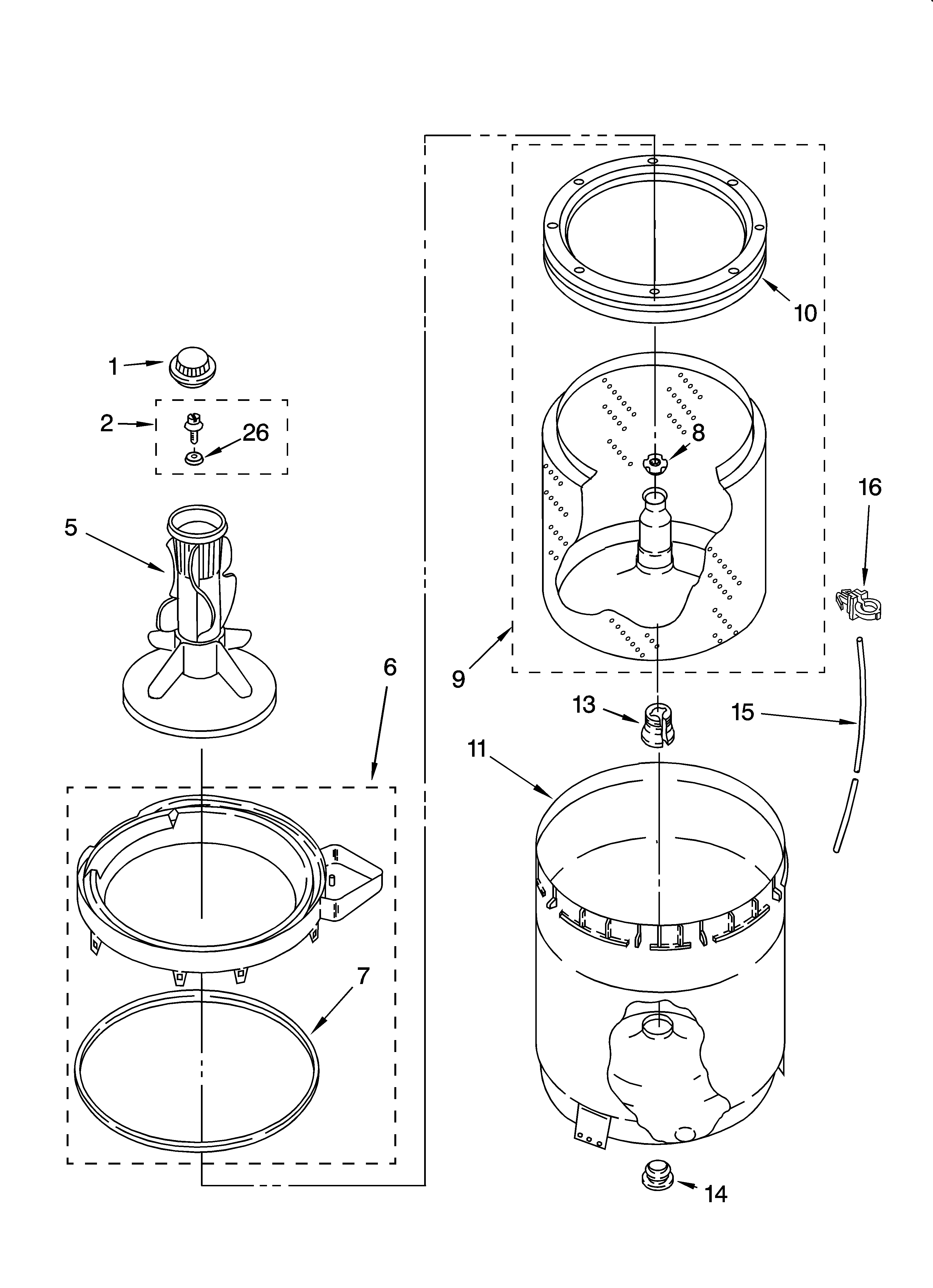 AGITATOR, BASKET AND TUB PARTS