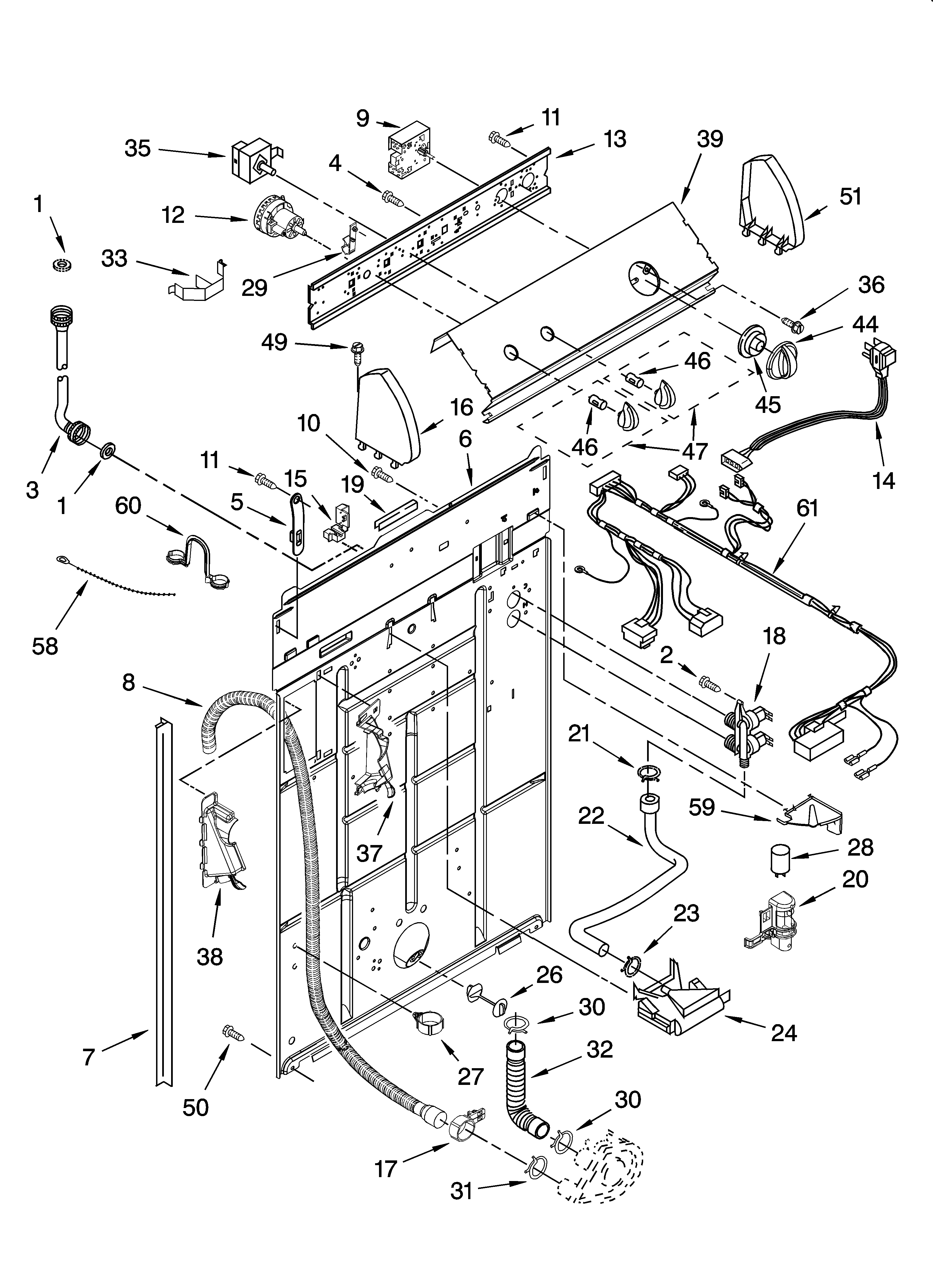 Controls and rear panel parts
