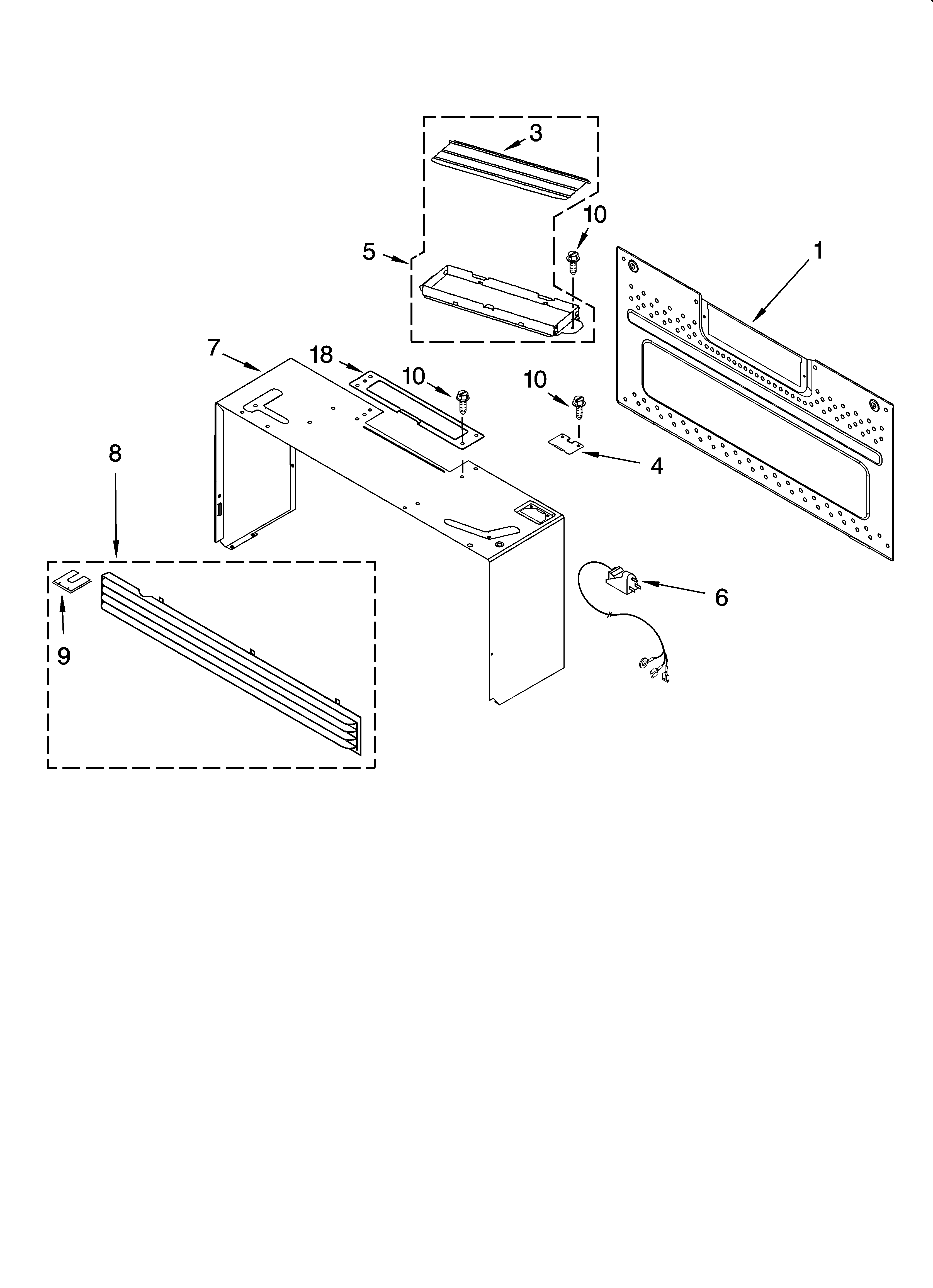 Cabinet and installation parts