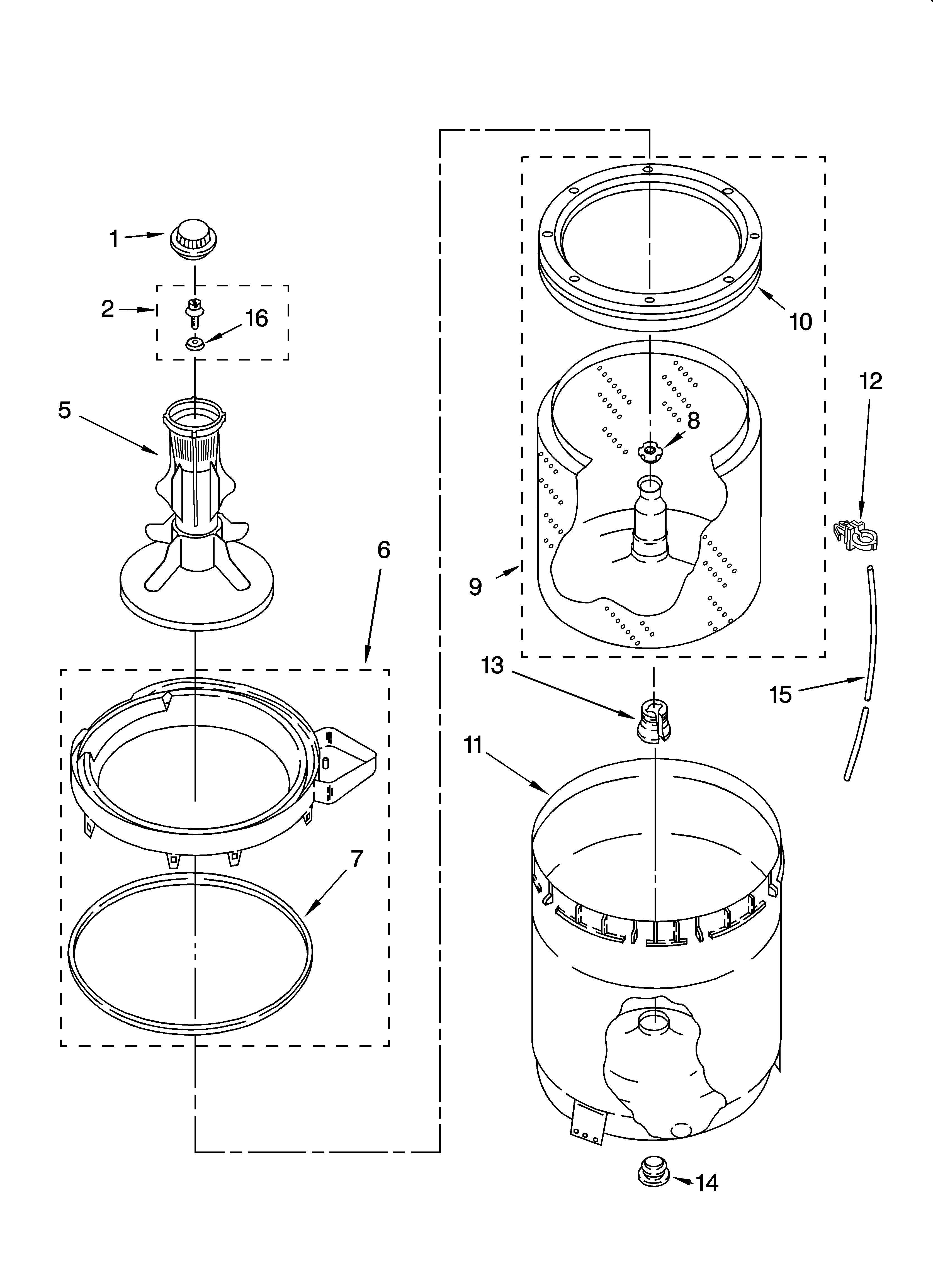 Agitator, basket and tub parts