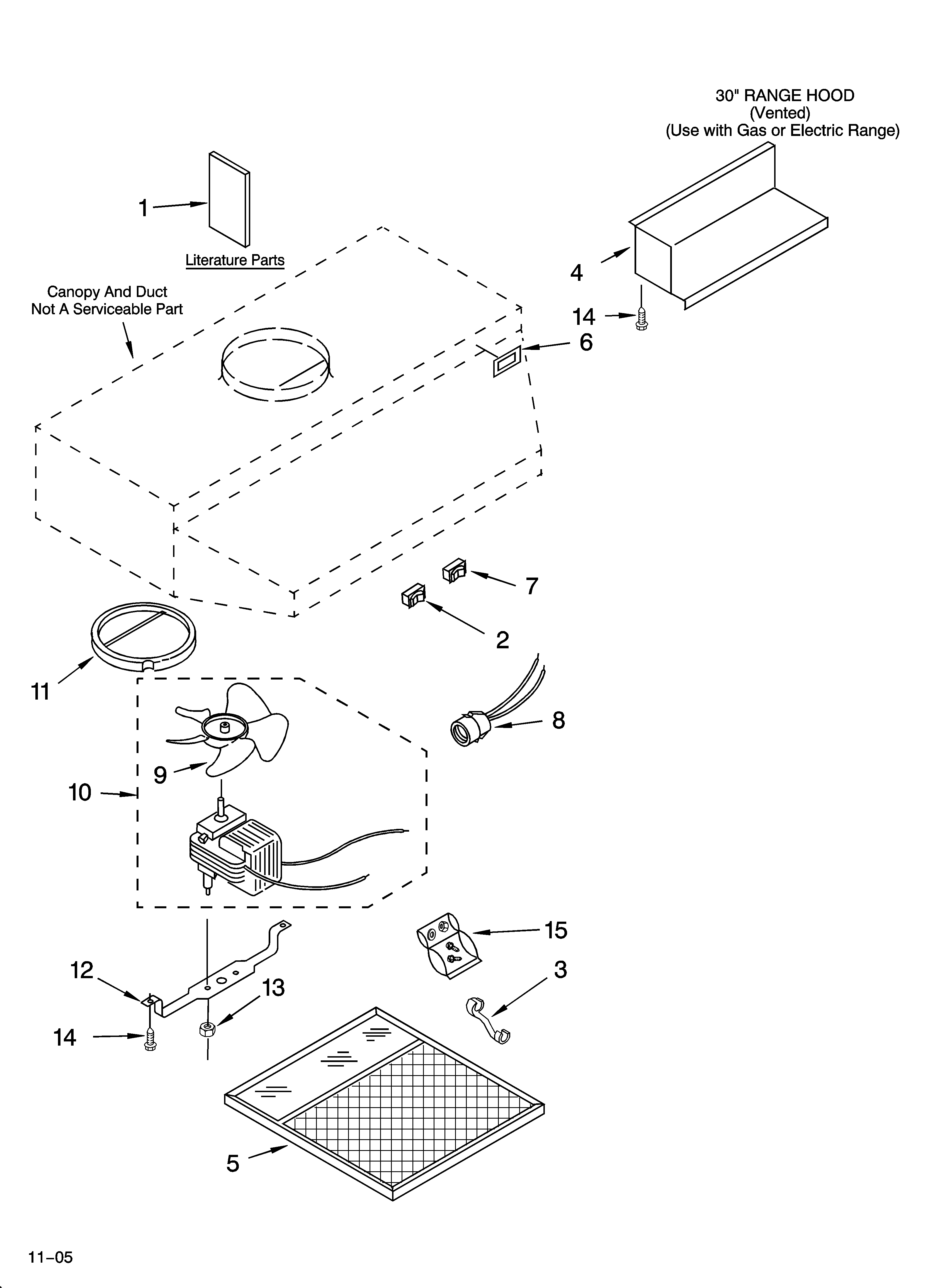 Range hood parts