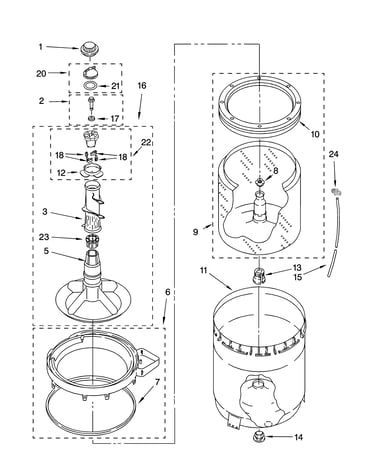 Agitator, basket and tub parts