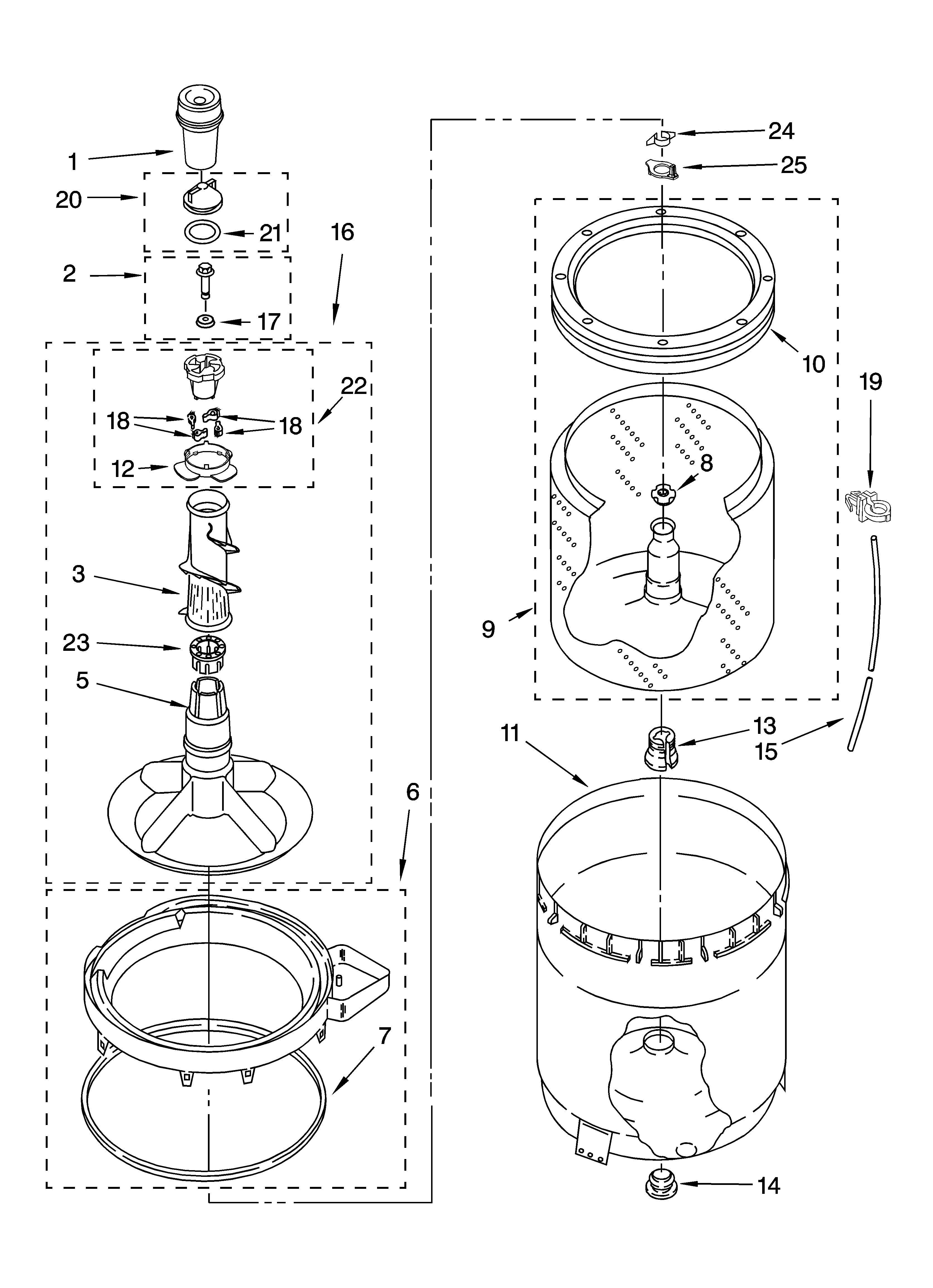 Agitator, basket and tub parts