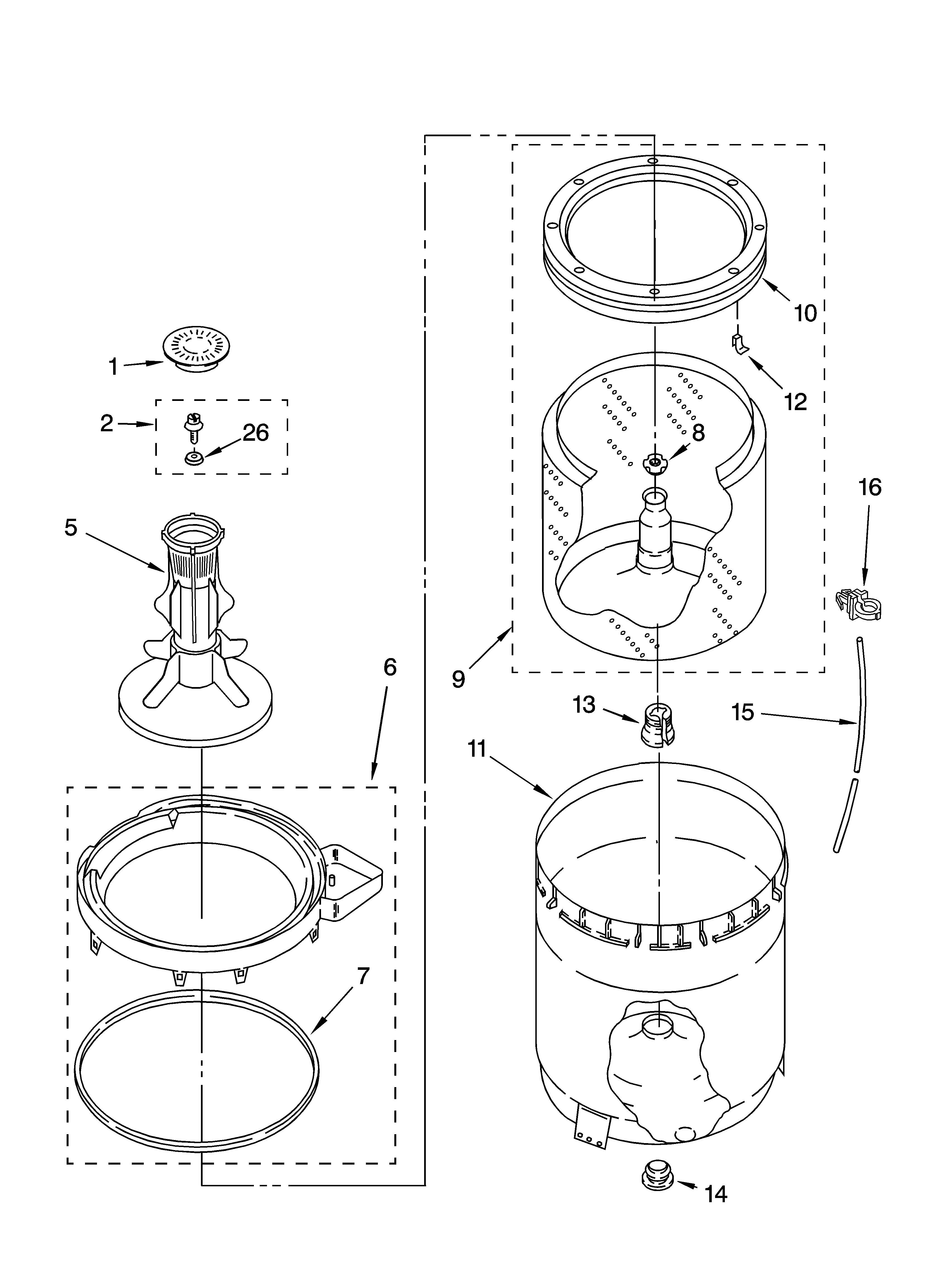 Agitator, basket and tub parts