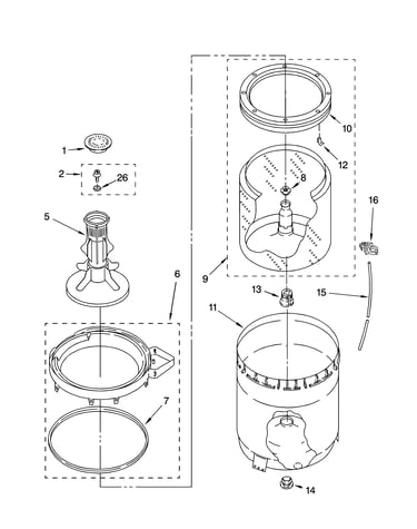 Agitator, basket and tub parts