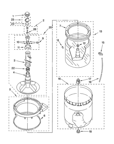 Agitator, basket and tub parts