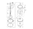 Whirlpool 4PLBR8543JQ2 agitator, basket and tub parts diagram