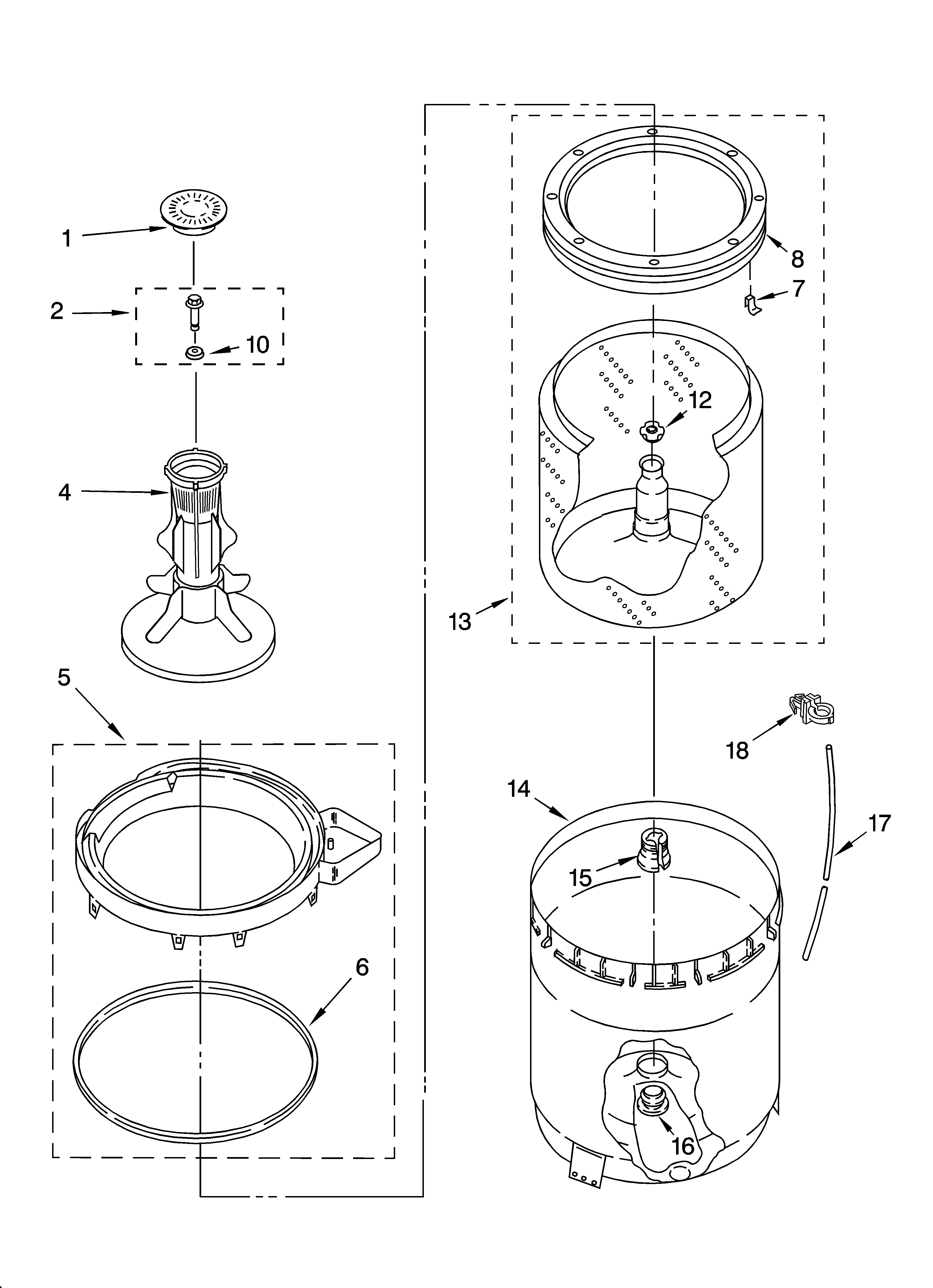 Agitator, basket and tub parts