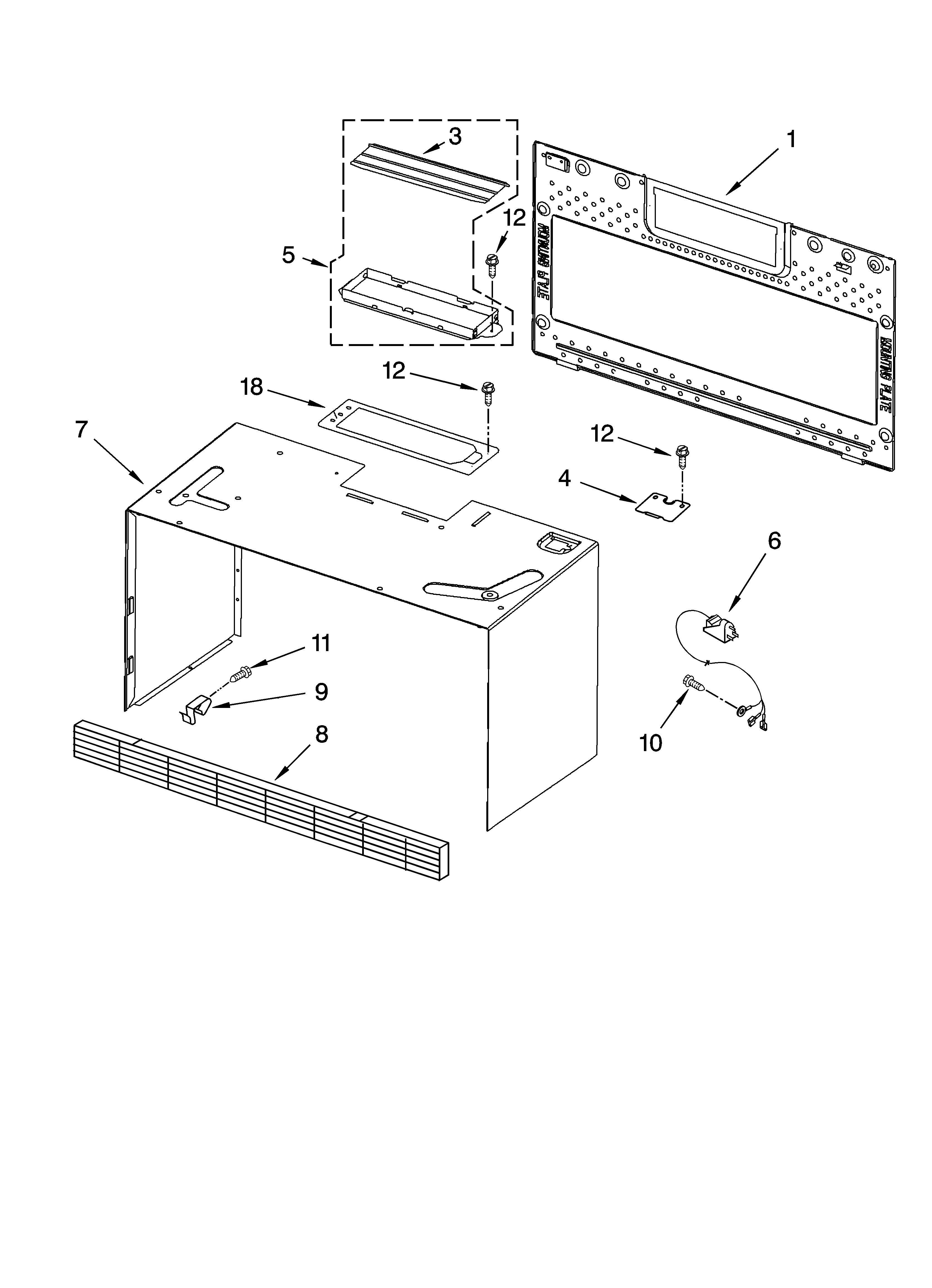 Cabinet and installation parts