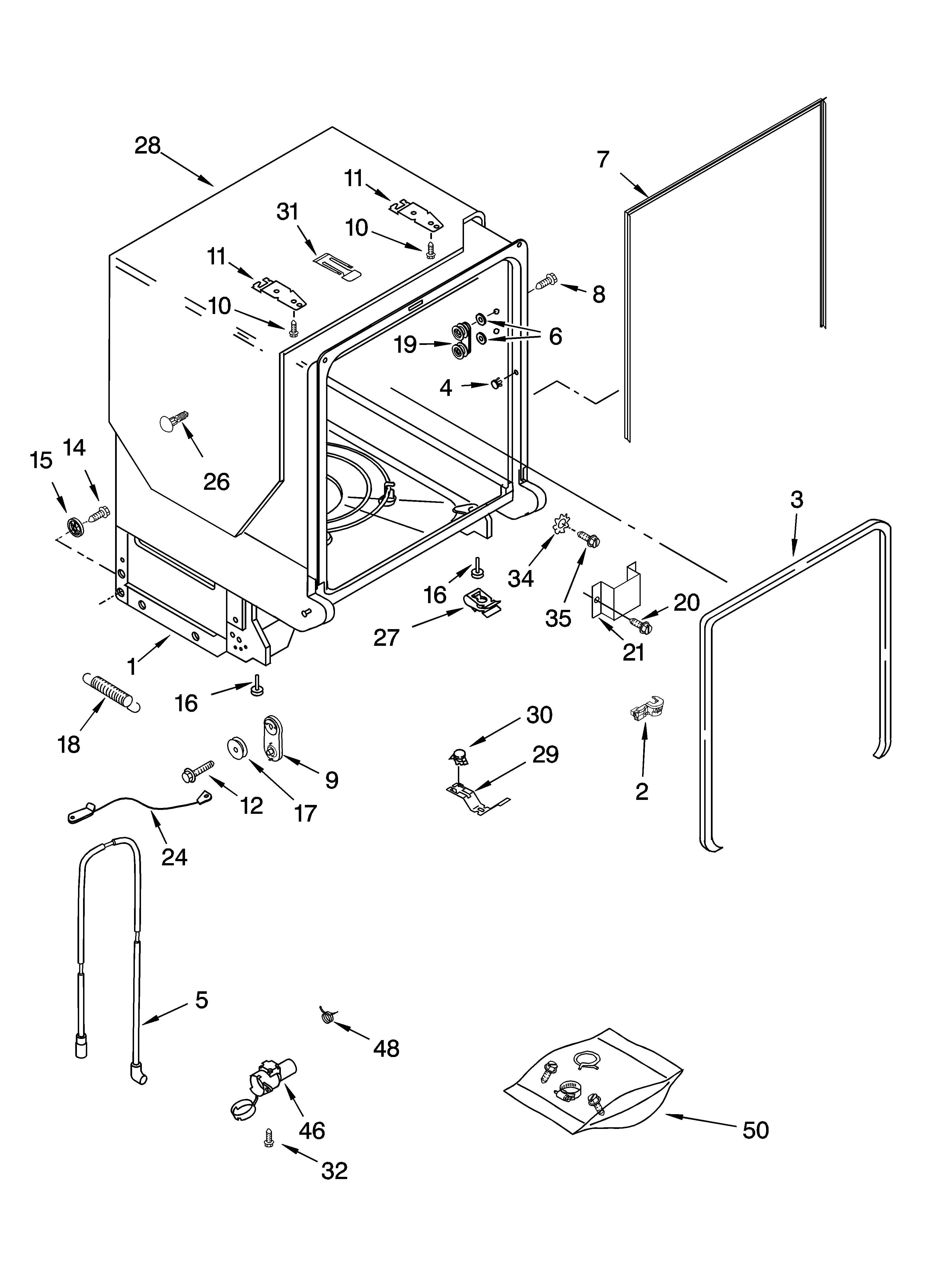 Tub and frame parts
